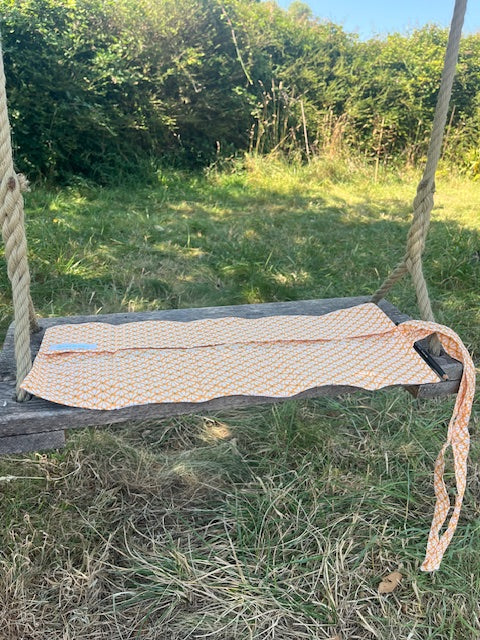 Grande Pochette tissu ANIMAUX DE LA FORET/fleurs oranges