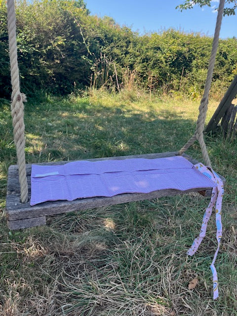 Grande Pochette tissu HIBOUX/rayures mauves