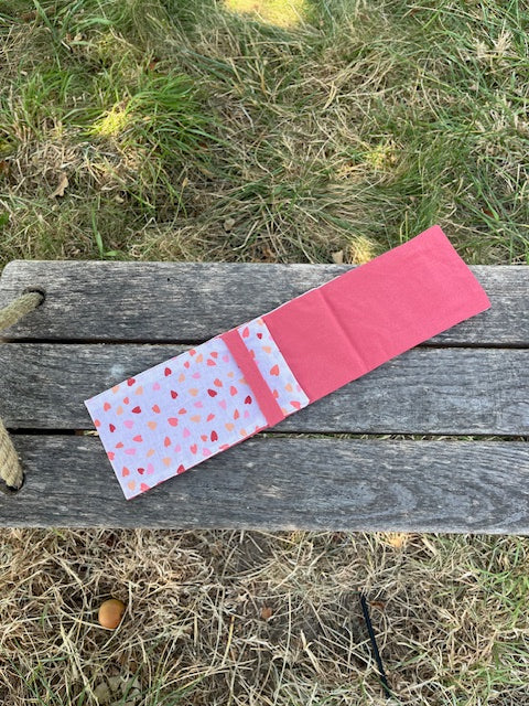 Petite Pochette tissu PETITS COEURS/vieux rose