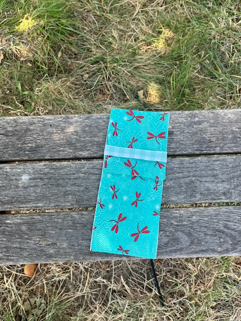 Petite Pochette tissu LIBELLULES/vichy vert clair