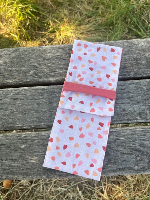 Petite Pochette tissu PETITS COEURS/vieux rose