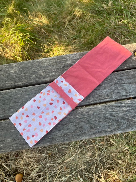 Petite Pochette tissu PETITS COEURS/vieux rose