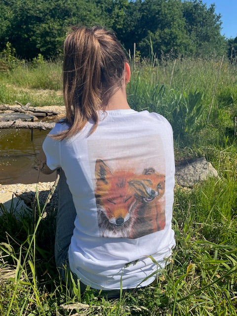 Tee shirt FEMME  Allez Maman bon...d'accord, Renarde et son renardeau (Vulpes vulpes)