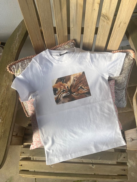 Tee shirt ENFANT Amour, Lynx et son petit (Lynx lynx)