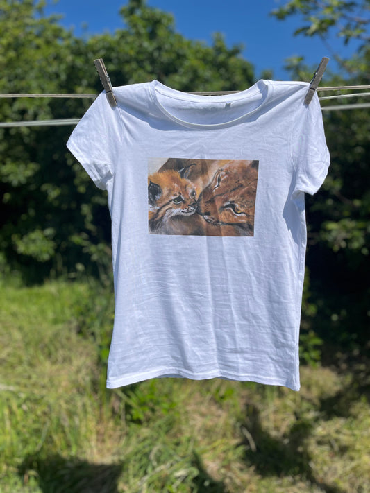 Tee shirt FEMME Amour, Lynx et son petit (Lynx lynx)