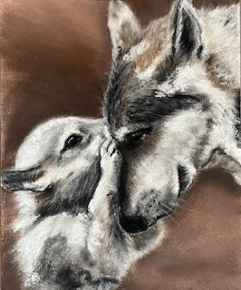 Tee shirt ENFANT  Maman, Louve et son louveteau (Canis lupus)